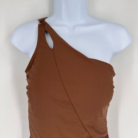 Lands' End Tummy Control UPF 50 Asymmetrical Swimsuit Brown SZ 14 Large - Picture 5 of 11
